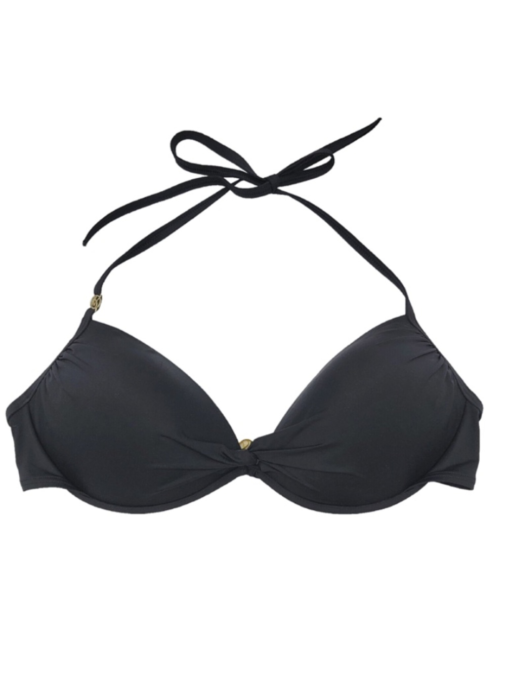 Vintage Victoria’s Secret Ruched Halter Push-Up Bikini Top Black 32B